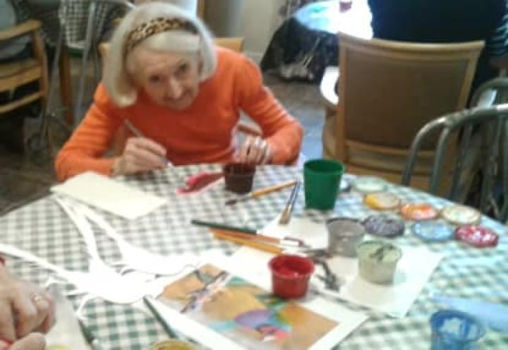 Mavis enjoying her painting session. 