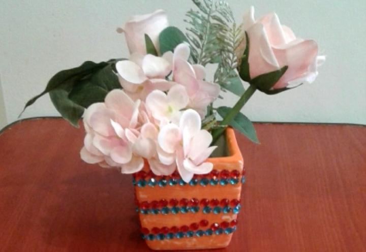 decorated flower pot. 