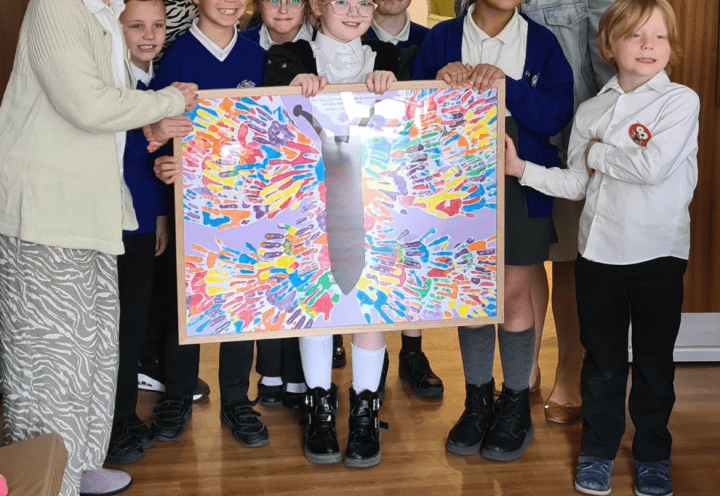 Sylvia and pupils at Ormiston Academy