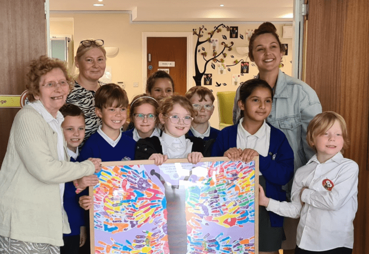 Sylvia and pupils at Ormiston Academy