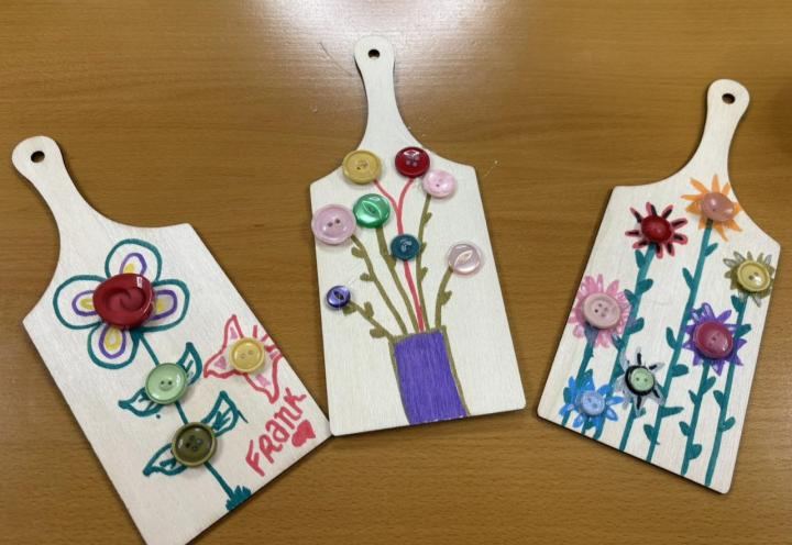 Photo of homemade button boards