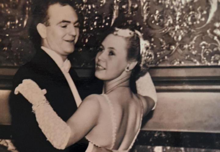 Joyce dancing with her husband, a photo from the 1940s 