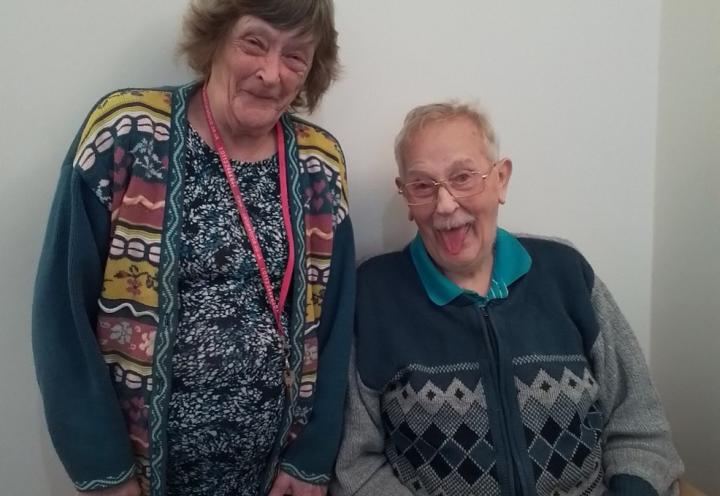 Leslie and Jean, father and daughter living together at Nesfield Lodge Dementia Care Home in Leeds 