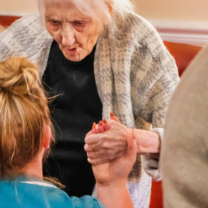 dementia resident with carer