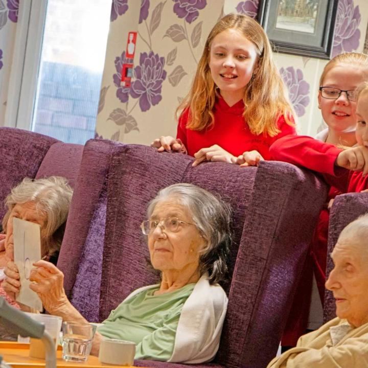 children with staff